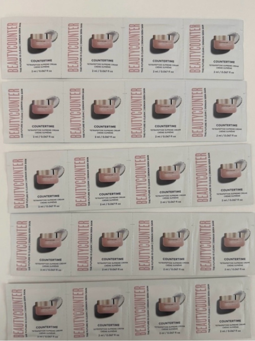 Beautycounter Countertime Tetrapeptide Supreme Cream 20 Sample Pack 2ml each